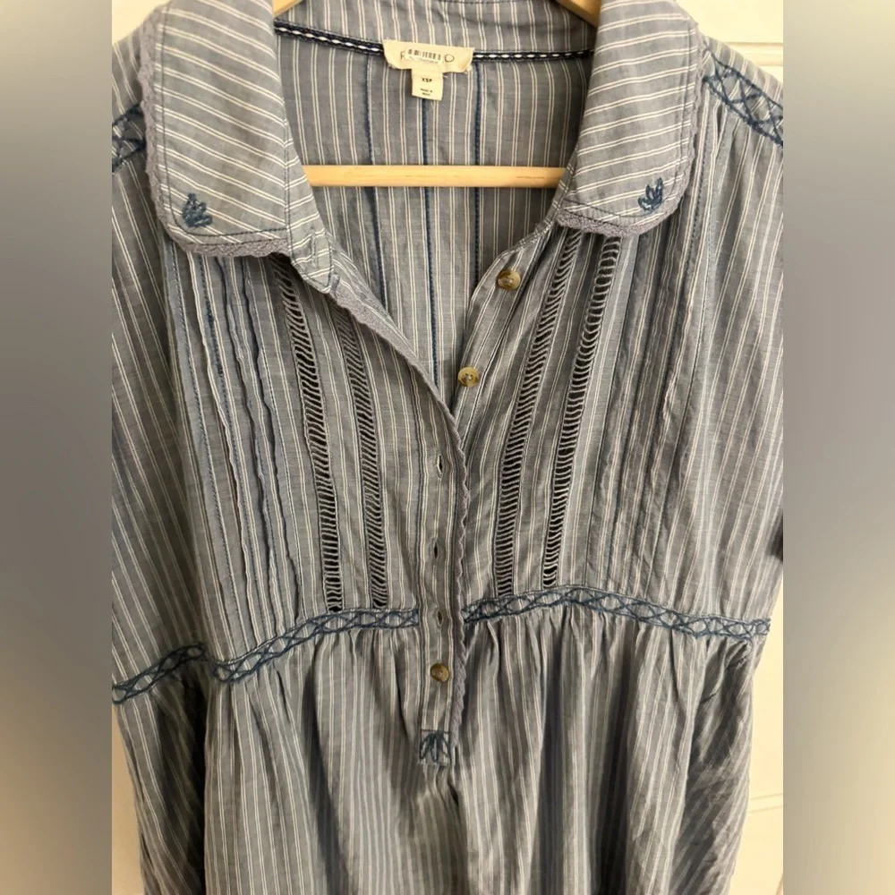Anthropologie x Pilcro Flowy Puff-Sleeve Shirt Dress in Chambray